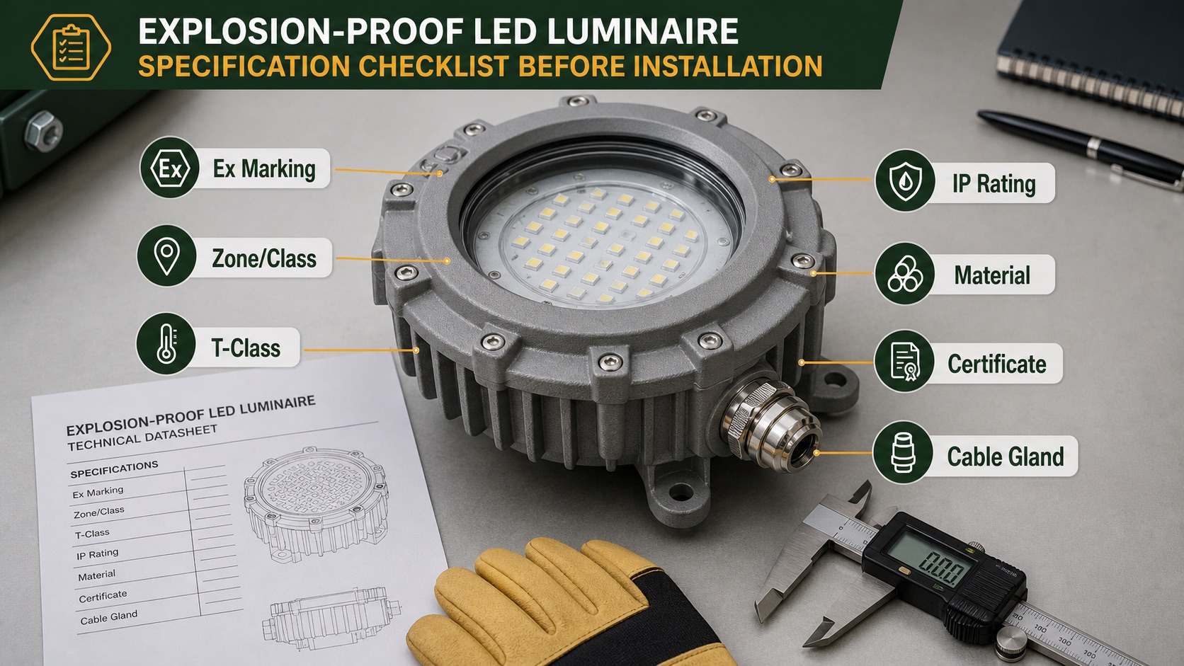 Checklist การเลือกโคมไฟกันระเบิด Explosion-proof Lighting สำหรับโรงงานและพื้นที่เสี่ยงภัย