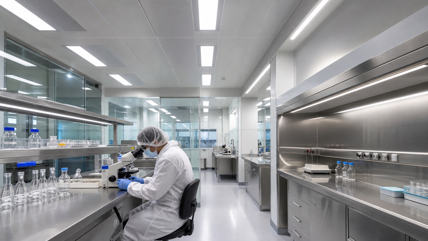 ไฟห้องแล็บและ cleanroom task lighting สำหรับโต๊ะทดลองที่ต้องการแสงสม่ำเสมอ