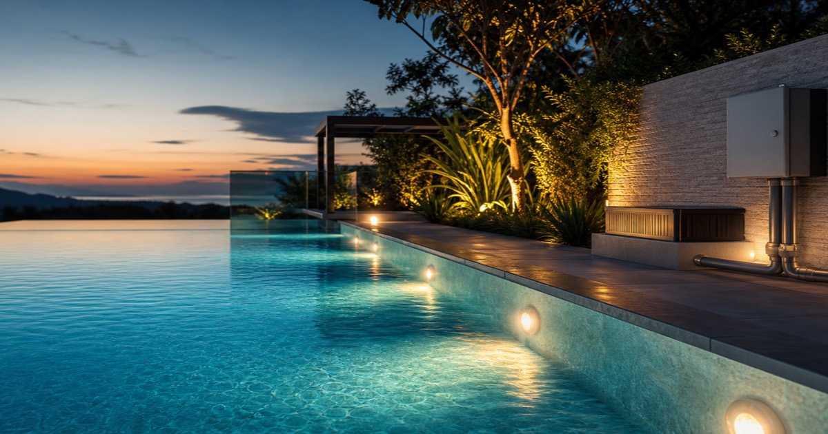 การจัดแสงในสระว่ายน้ำ (Swimming Pool Lighting): ความปลอดภัย IP68 และความสวยงามใต้น้ำ