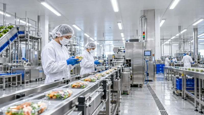 แสงโรงงานอาหาร: วิธีเลือกโคม Hygienic, IP และค่า Lux