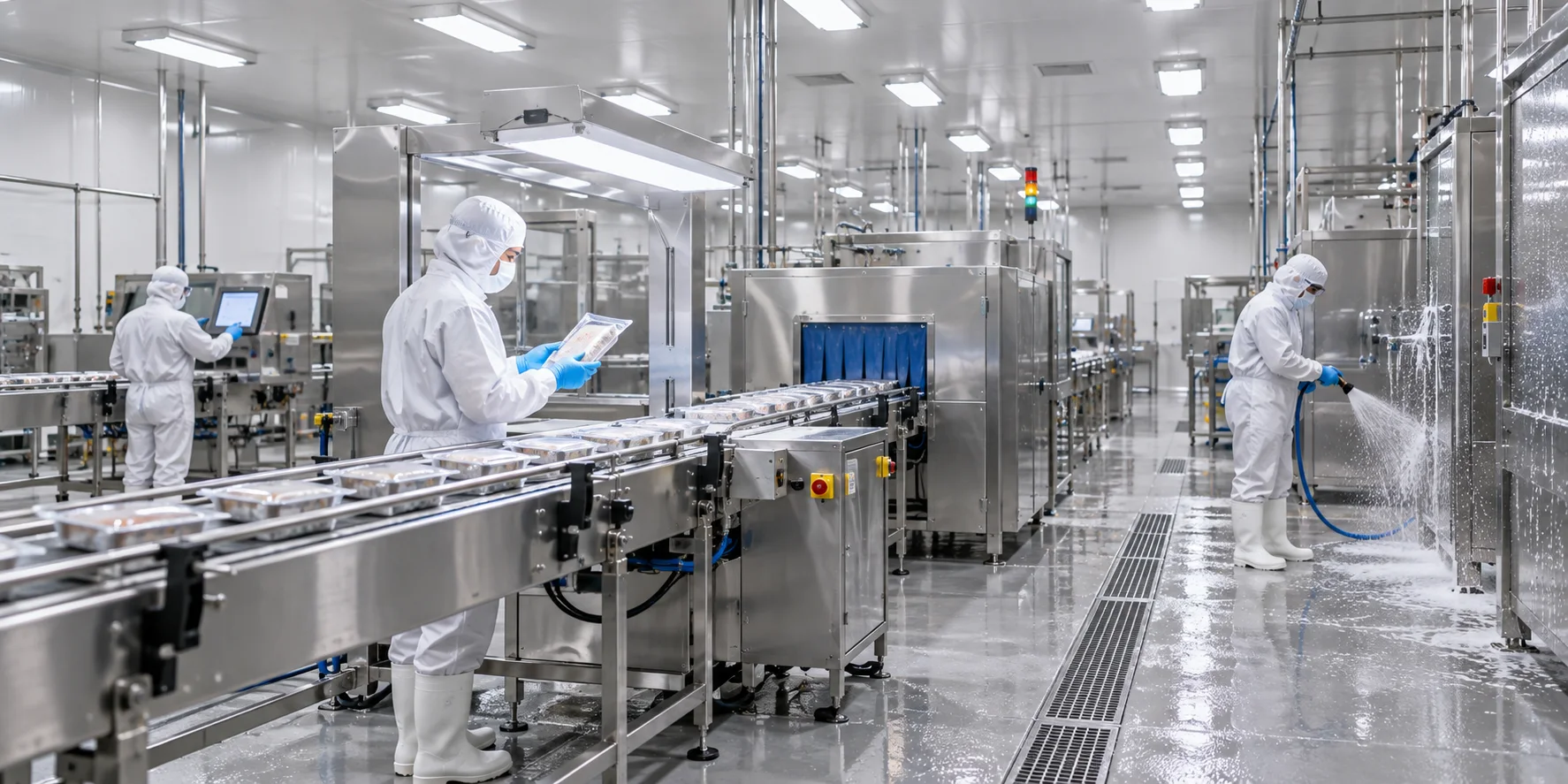 แสงโรงงานอาหาร: โคม Hygienic, ล้างทำความสะอาดง่าย และตรวจสีสินค้าได้